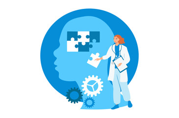 vector illustration in flat style on the theme of psychotherapy