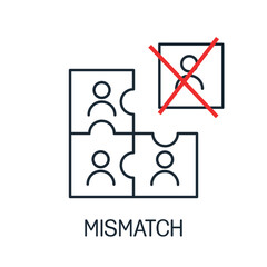 Professional mismatch, non conformity. Kick out, exclude from the team. Vector linear illustration icon isolated on white background.