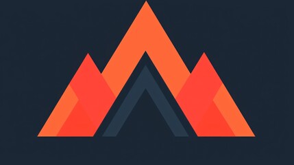 Abstract Mountain Peak Design: Bold Orange and Dark Blue Geometric Art
