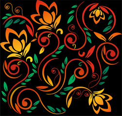 Colorful flowers background, Abstract seamless pattern design frame, colorful, vibrant, nature, background
