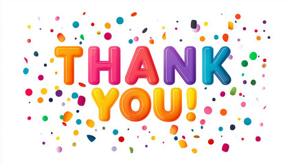 レインボーカラーの感謝メッセージとコンフェッティ