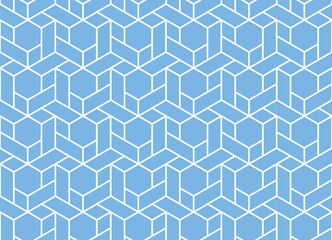 The geometric pattern with lines. Seamless vector background. White and blue texture. Graphic modern pattern. Simple lattice graphic design