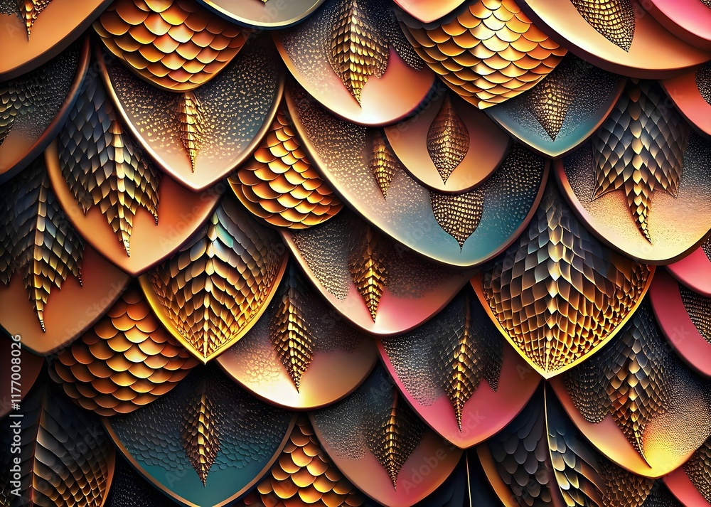 Aufkleber intricate artistry of scaled patterns colorful textures depth and dimension