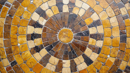 Fototapeta premium A mosaic tile floor with a brown and tan design