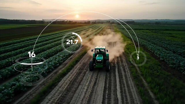 Smart digital agriculture technology by futuristic sensor data collection management by artificial intelligence to control quality of crop growth and harvest. Computer aided plantation grow concept.