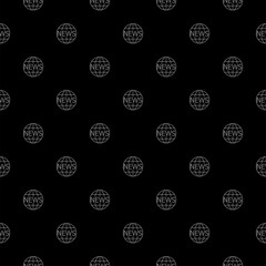 News globe icon seamless pattern isolated on black background