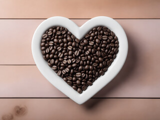Roasted coffee beans heart shape