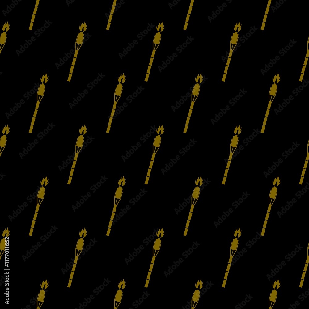 Poster tiki torch icon seamless pattern isolated on black background