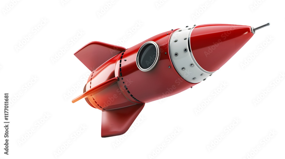 Poster red rocket on background. isolated on a transparent background