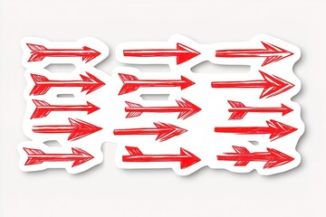 Set of red arrows. Isolated red arrows in different shapes. Vector illustration.
