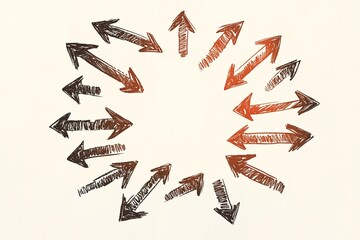 A set of arrows with halftone shadows.
