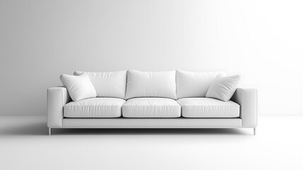 Naklejka premium Contemporary white sofa bright minimalist living room style
