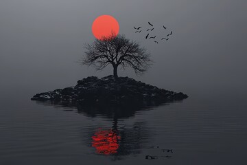 Lone tree at sunset
