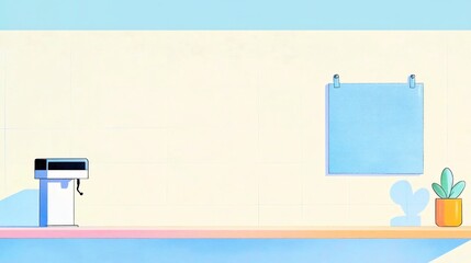 Vibrant Pastel Illustration: Calm Coffee Shop Mockup Scene. AI Generated