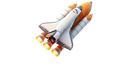 Rocket carrying space shuttle isolated on a transparent background