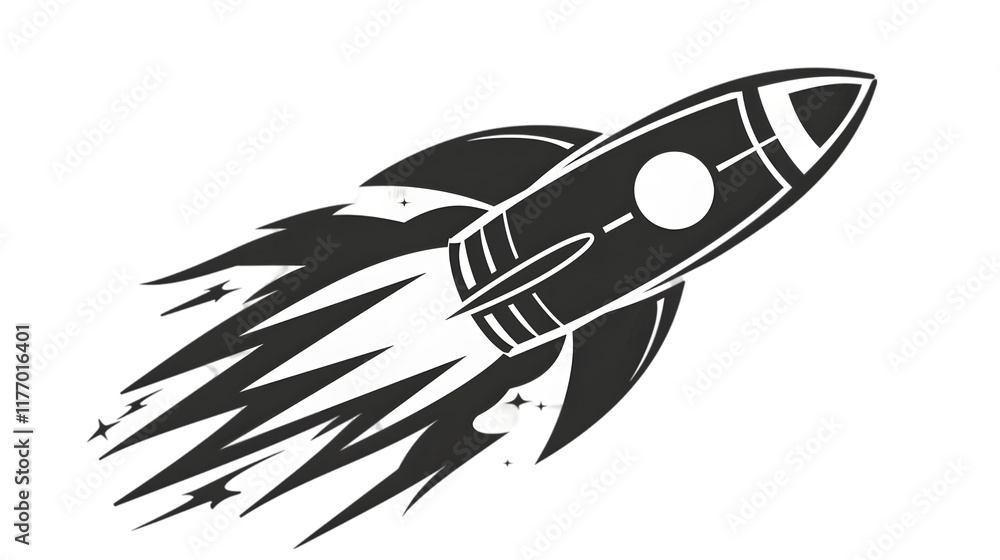 Poster rocket vector icon isolated on a transparent background