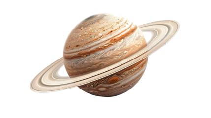 Saturn planet texture isolated on a transparent background
