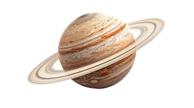 Saturn planet texture isolated on a transparent background