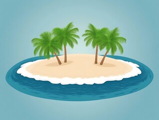 Tropical Island Paradise with Four Palm Trees