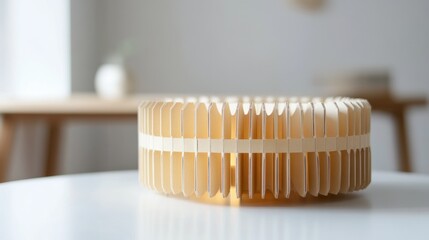 Elegant Wooden Circular Lamp Design: Minimalist Home Decor