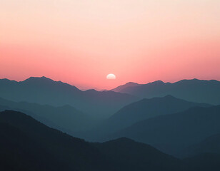 Obraz premium Pink Sunset Mountains