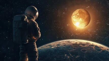 Obraz premium Aerospace engineer designing a nextgen spacecraft for interplanetary exploration, strategy, vision, innovation