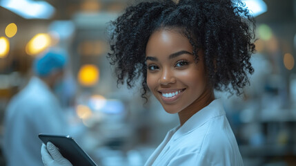 Fototapeta premium African nurse doctor woman working with medical team in the surgery room