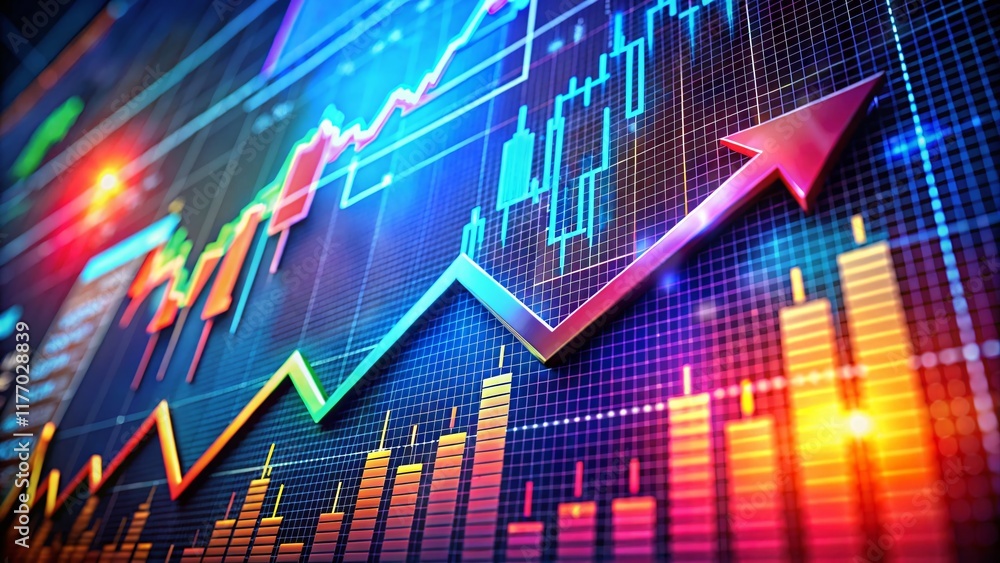 Poster 3d arrow graph chart macro photography: stunning close-up of data visualization