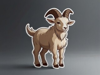 3d illustration of  a goat Sticker isolated on white background, animals cartoon sticker , 