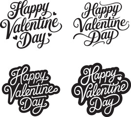  Happy Valentine Day typography design vector illustration