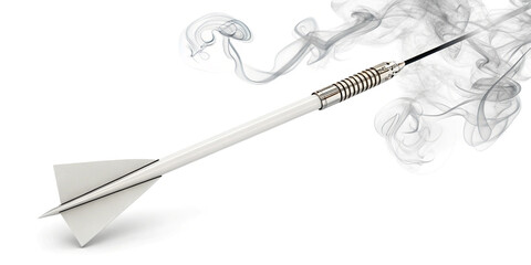 Charming White Arrow with Smoke Isolated on a Clean White Background for Creative Projects