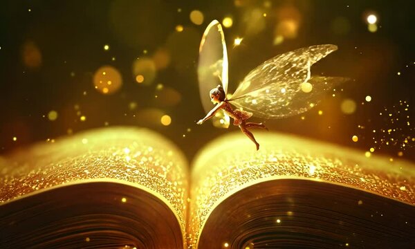 open book with colorful magical fairy tale