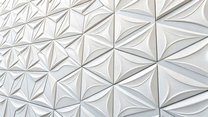 Obraz premium Sleek Abstract White Tiles with Minimalist 3D Geometric Patterns for Contemporary and Modern Interiors 