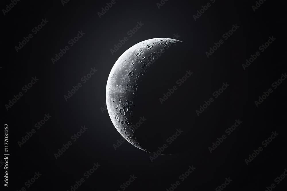 Wall mural 3d rendering of after the new moon and before first quarter moon. crescent moon