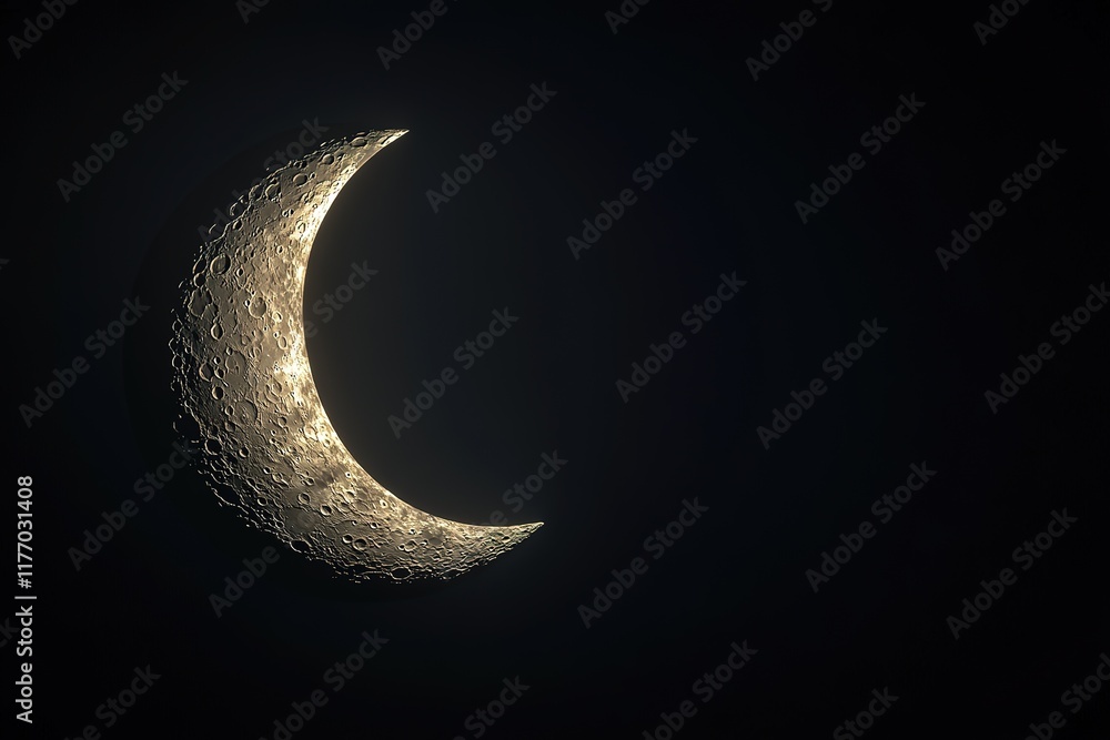 Wall mural 3d rendering of after the new moon and before first quarter moon. crescent moon
