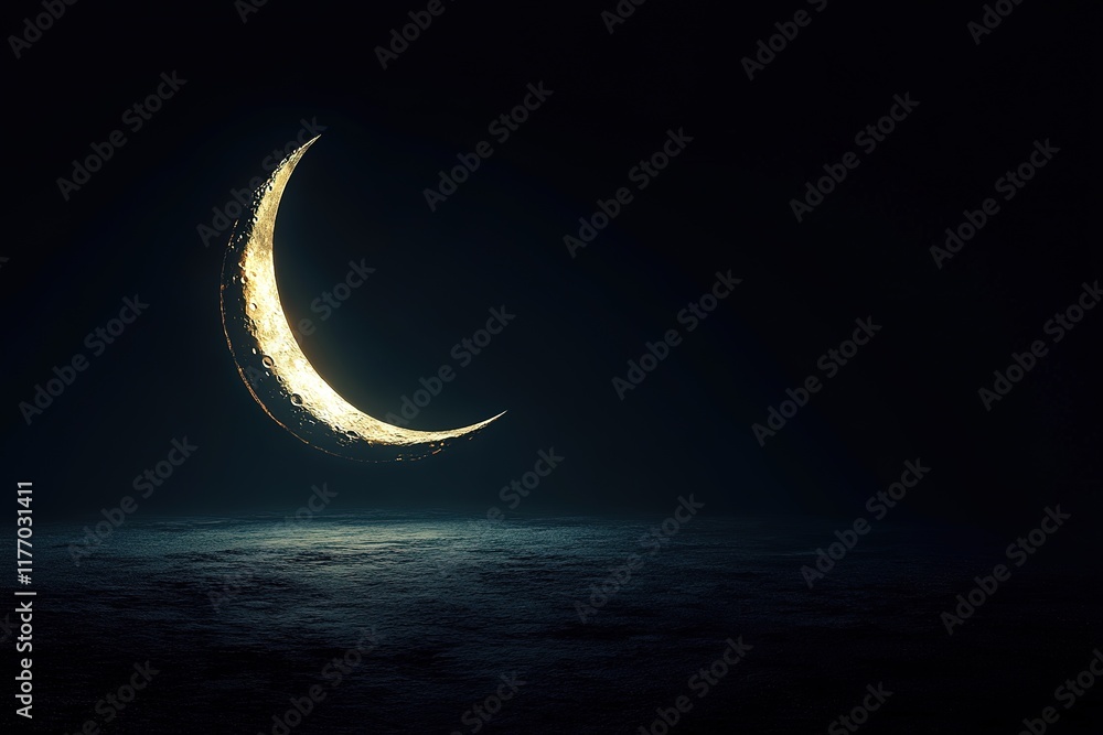 Wall mural 3d rendering of after the new moon and before first quarter moon. crescent moon