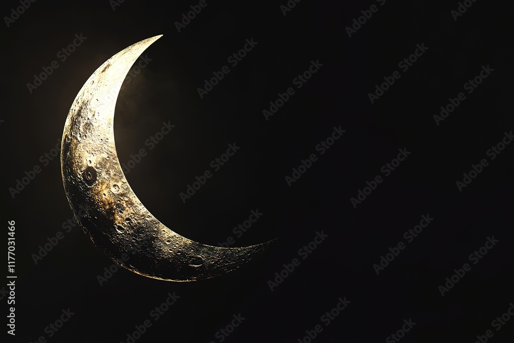 Wall mural 3d rendering of after the new moon and before first quarter moon. crescent moon