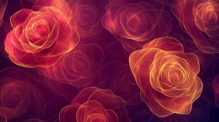 Fototapeta premium Abstract Red And Gold Roses Floral Design