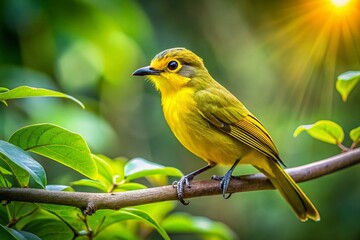 Obraz premium Yellow-browed Bulbul Bird at Thattekkad Sanctuary, Kerala, India - Wildlife Photography