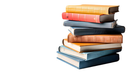 Stack of books isolated on a transparent background