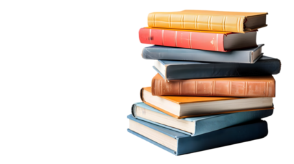 Stack of books isolated on a transparent background