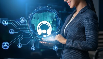 Professional Customer Service Agent with Global Digital Network Interface