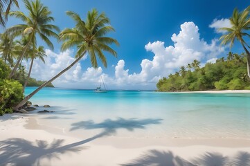 A beautiful tropical beach and sea with nature landscape in daylight or sunset time