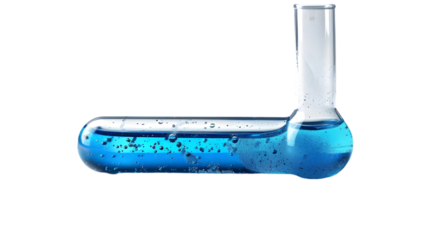test tube with blue liquid isolated on a transparent background