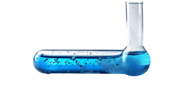 test tube with blue liquid isolated on a transparent background