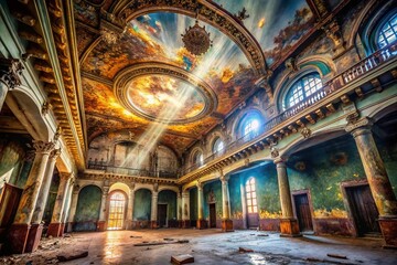 Obraz premium Abandoned Building High Ceiling Urban Exploration Photography