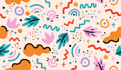 Colorful cute doodle pattern background vector design