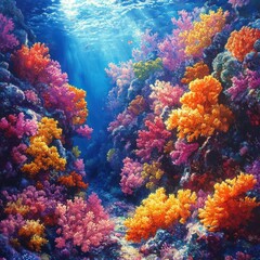 Vibrant Coral Reef Underwater Paradise: A Kaleidoscope of Colors