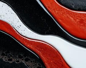 Obraz premium Abstract Fluid Art Red Black White Swirls and Waves Texture Background