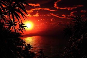 Obraz premium Ganja Plant Silhouette Against a Dark Canvas: Captivating Cannabis Buds in Natural Light